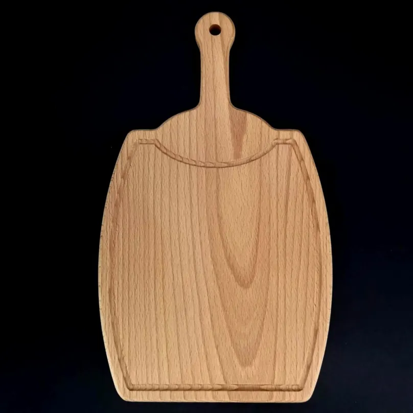 Doštička AMADEA Drevená doštička s drážkou v tvare suda, masívne drevo, 36x21x1,5 cm