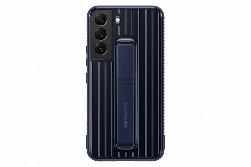 Kryt na mobil Samsung Galaxy S22 5G Tvrdený ochranný zadný kryt so stojanom námornícka modrá