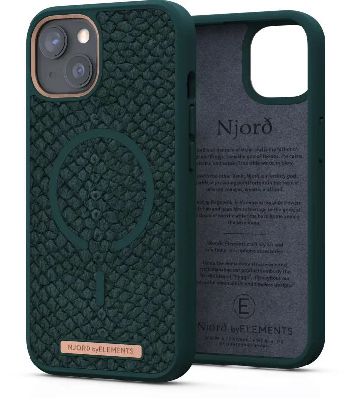 Kryt na mobil Njord Jör? Case for iPhone 13 Green, pre Apple iPhone 13, materiál koža, výr