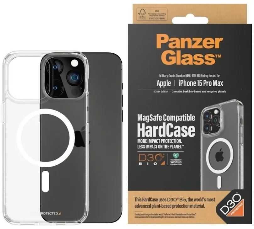 Kryt na mobil PanzerGlass HardCase MagSafe Apple iPhone 15 Pro Max s ochranou vrstvou D3O