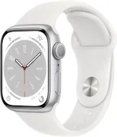 Chytré hodinky Apple Watch Series 8 41mm Strieborný hliník s bielym športovým remienkom