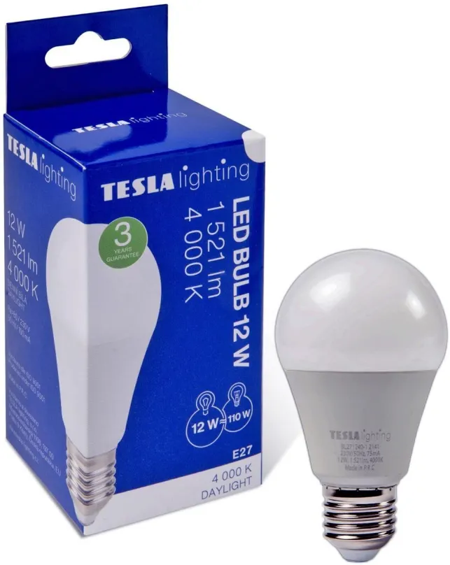 LED žiarovka TESLA LED BULB, E27, 12W, 1521lm, 4000K denná biela