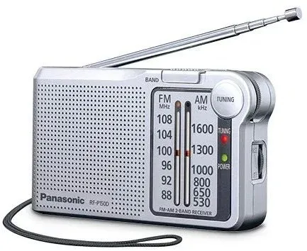 Rádio Panasonic RF-P150DEG-S, klasické, prenosné, AM a FM tuner, výkon 0,15 W, výstup 3,5