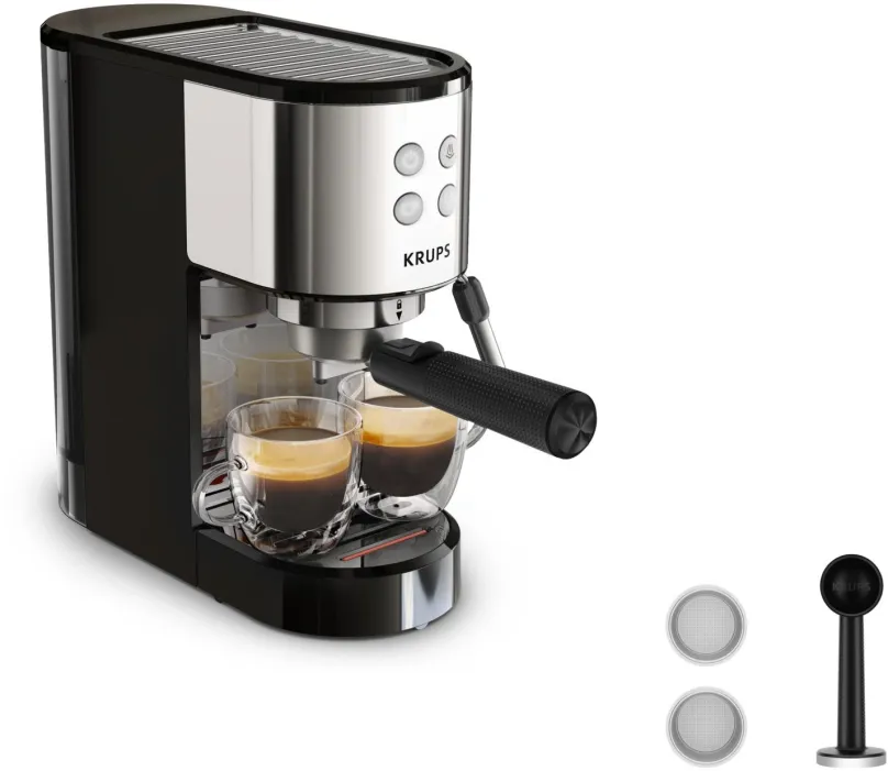 Pákový kávovar KRUPS XP441810 Virtuoso Essential, do domácnosti, príkon 1350 W, tlak 15