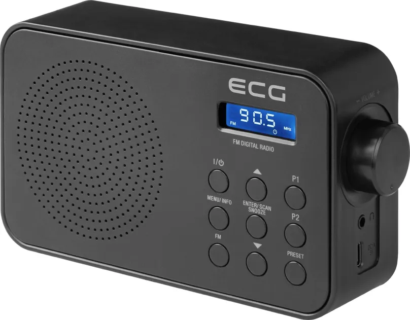 Rádio ECG R 105, klasické a rádiobudík, prenosné, FM tuner s 30 predvoľbami, výkon 1 W, vs