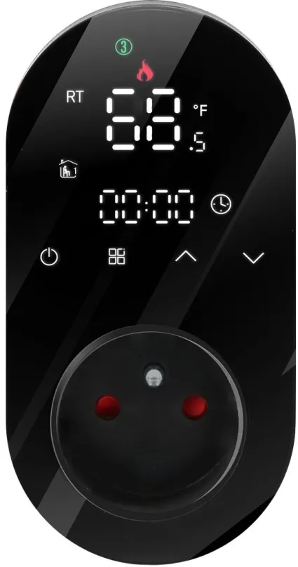 Múdra zásuvka MOES Smart Plug + Thermostat, Wi-Fi, Black, funkcia automatického zapnutia/v