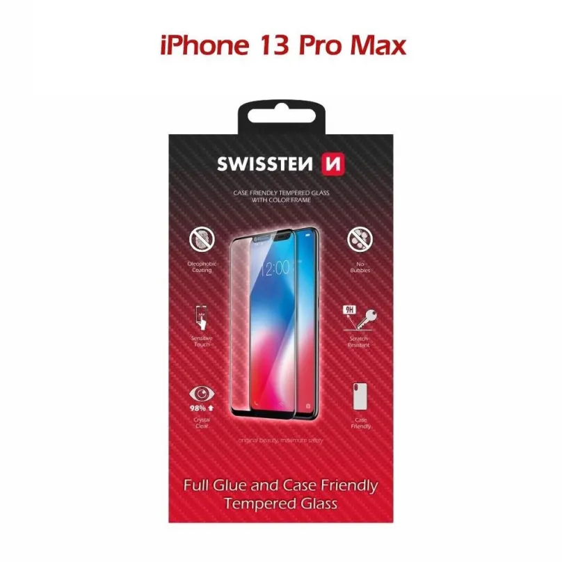 Ochranné sklo Swissten Case Friendly pre Apple iPhone 13 Pro Max čierne