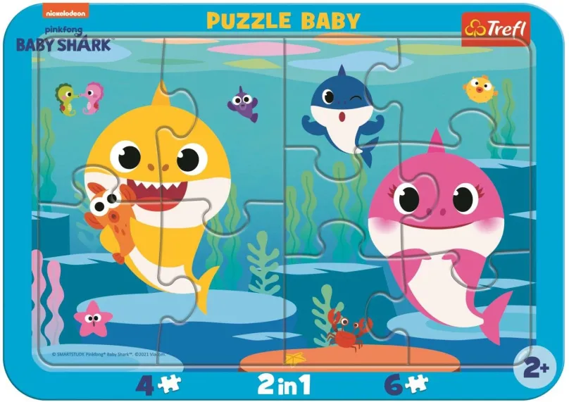 TREFL Baby puzzle Baby Shark: Šťastní žraloky 2v1, 10 dielikov