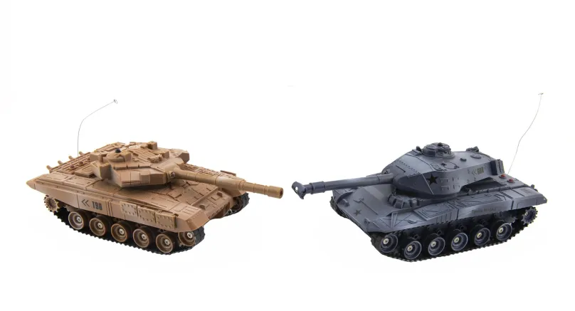 RC tank Teddies Tank RC 2ks 25cm tanková bitka + dobíjací pack 27MHZ a 40MHz