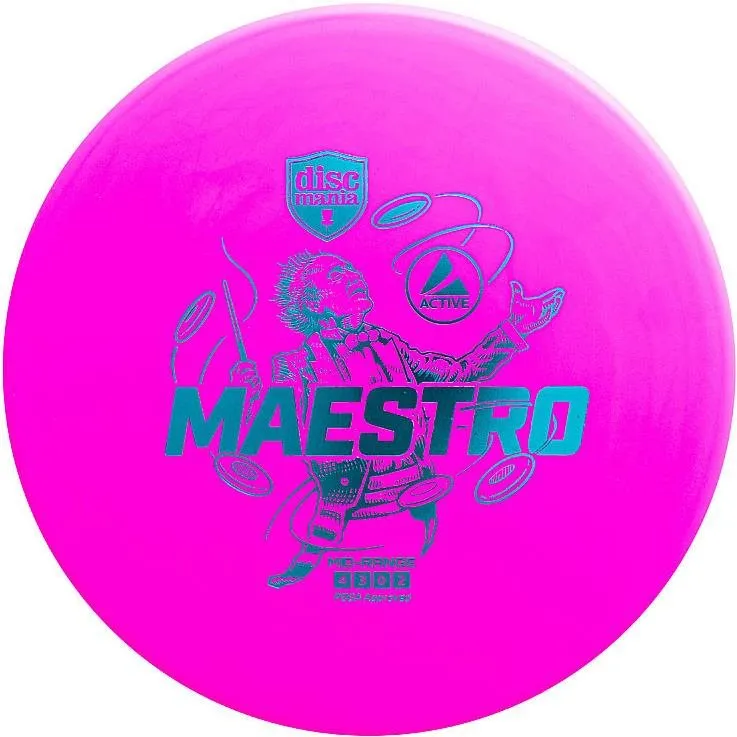 Frisbee Discmania Active Maestro Pink, s trajektóriou smerom doľava, ružová farba, s priem