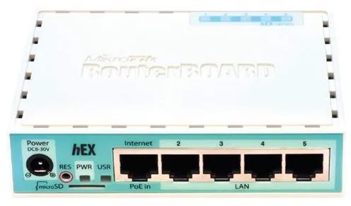 Routerboard Mikrotik RB750Gr3, 256 MB RAM, CPU 880 MHz, 5 x LAN 1000 Mb/s, 1 x USB, napája