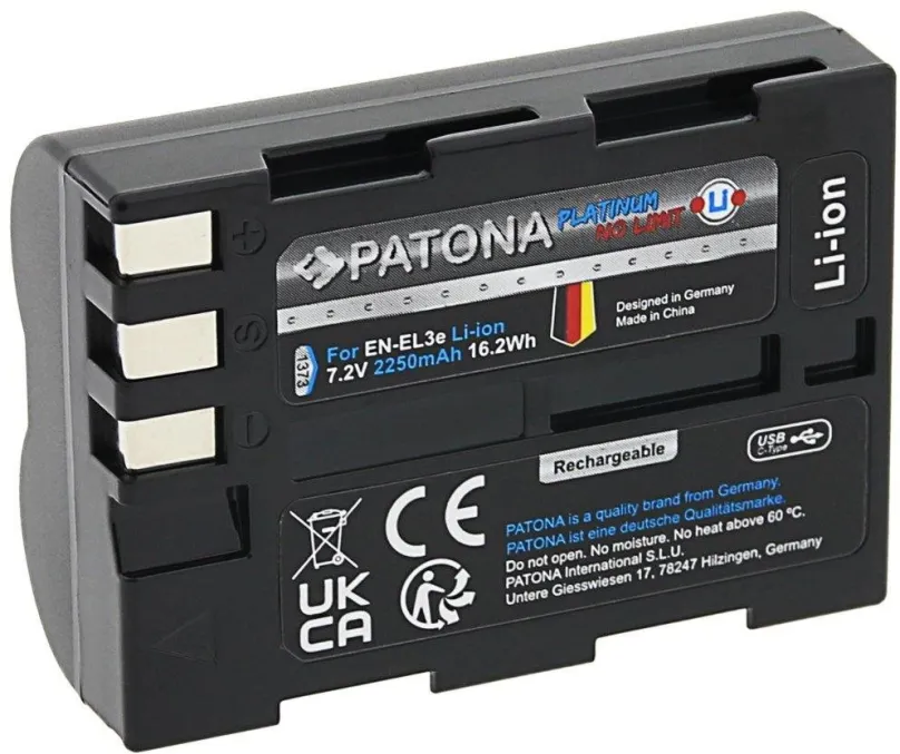 Batéria pre fotoaparát PATONA batéria pre Nikon EN-EL3E 2250mAh Li-Ion Platinum USB-C nabíjanie