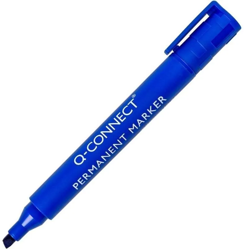 Popisovač Q-CONNECT PM-C 3-5 mm, modrý, modrá farba, skosený hrot, šírka stopy 3 mm