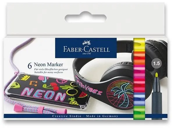 Popisovač FABER-CASTELL v neónových farbách, 6 farieb