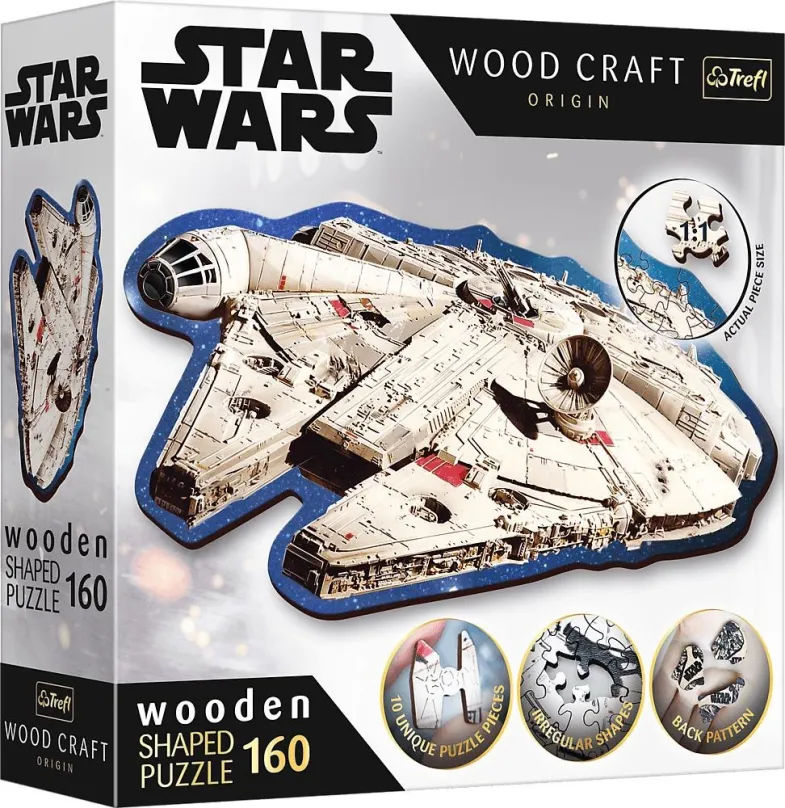 Drevené puzzle Trefl Wood Craft Origin puzzle Star Wars: Millennium Falcon 160 dielikov