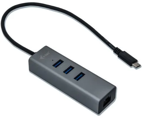 Replikátor portov i-tec USB-C Metal 3-portový HUB s GLAN