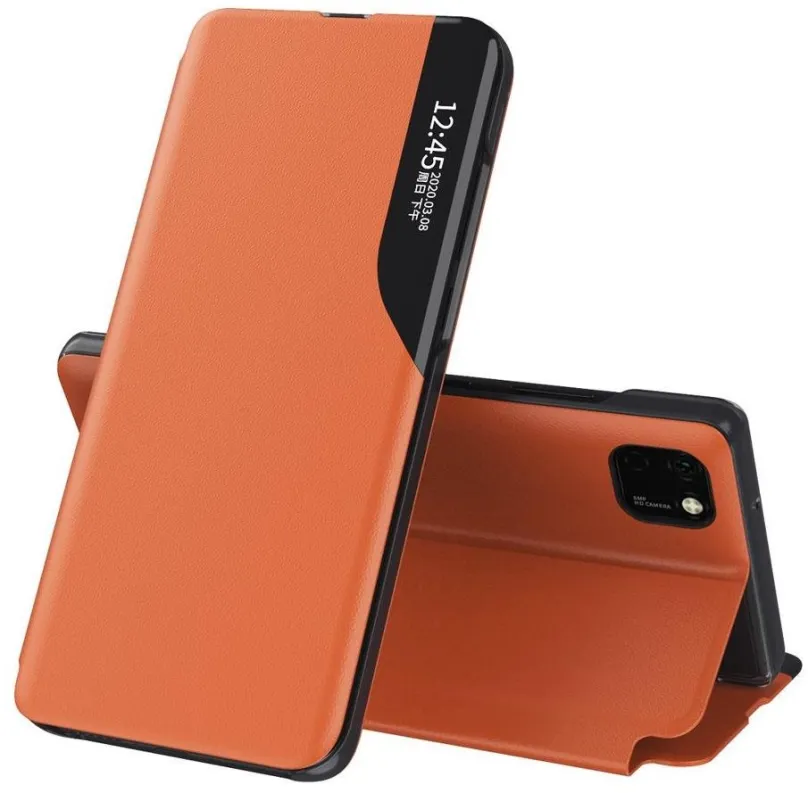 Puzdro na mobil Eco Leather View knižkové puzdro na Huawei Y5p, oranžové