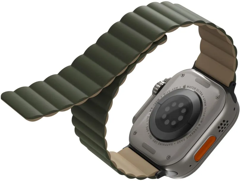 Remienok Uniq Revix Reversible Magnetic remienok pre Apple Watch 42/44/45/Ultra 49mm zelený/hnedý