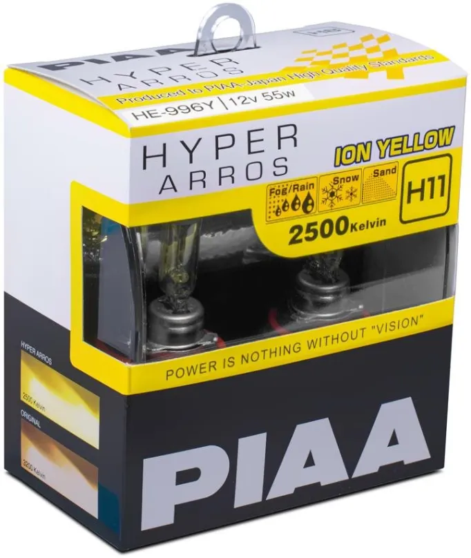 Autožiarovka PIAA Hyper Arros Ion Yellow 2500KK H11 - teplé žlté svetlo 2500K na použitie v extrémnych podmienkach