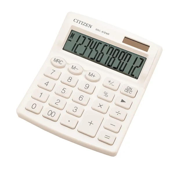 Citizen kalkulačka SDC812NRWHE, biela, stolná, dvanásťmiestna, duálne napájanie