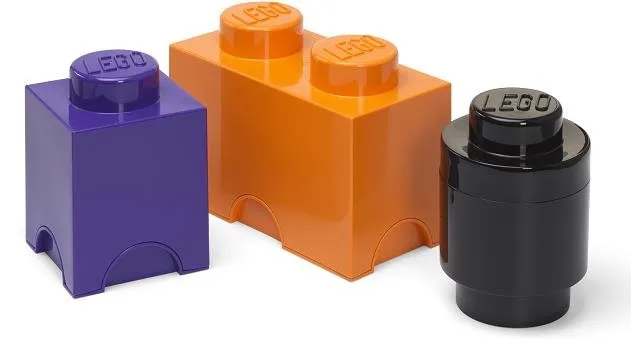 Úložný box LEGO úložné boxy Multi-Pack 3 ks - fialová, čierna, oranžová