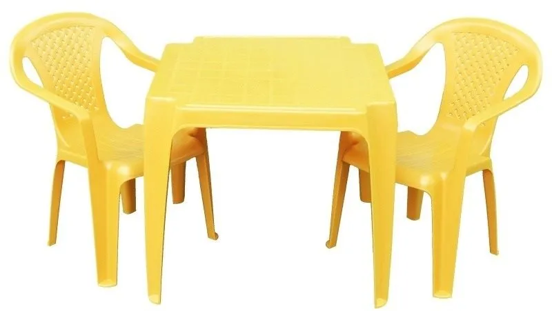 Detský nábytok IPAE - sada žltá 2 stoličky a stolček