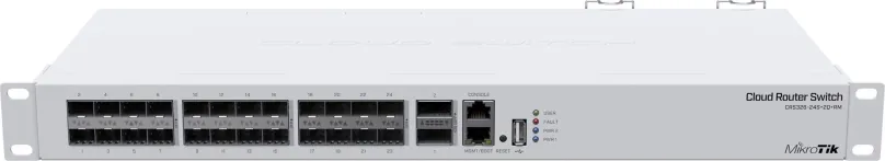 Switch Mikrotik CRS326-24S+2Q+RM, do čajky, 2x RJ-45, 1x USB 2.0, 24x SFP+, firewall, 24 p