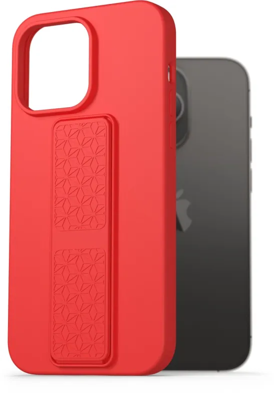 Kryt na mobil AlzaGuard Liquid Silicone Case with Stand pre iPhone 14 Pre Max červené