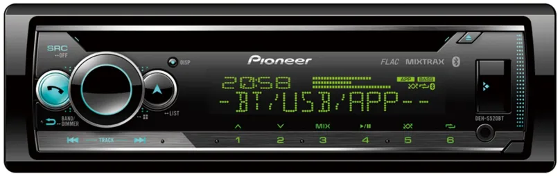 Autorádio Pioneer DEH-S520BT, s CD mechanikou, výkon zosilňovača 4x50 W, veľkosť 1 DIN, po