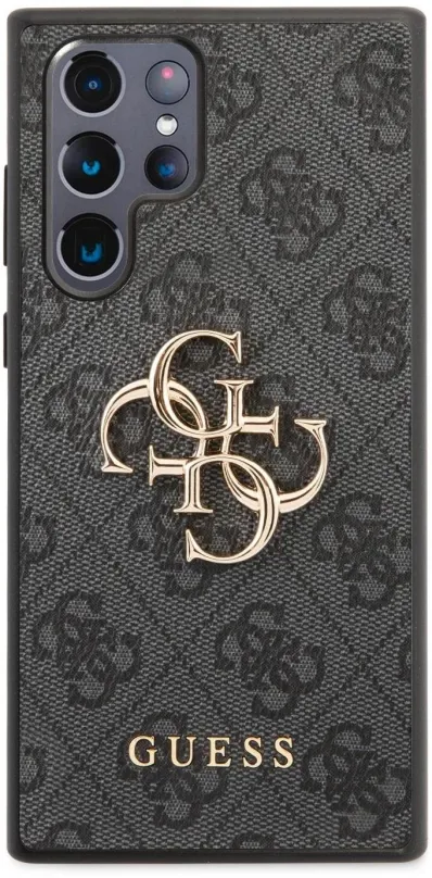 Kryt na mobil Guess PU 4G Metal Logo Zadný Kryt pre Samsung Galaxy S22 Ultra Grey