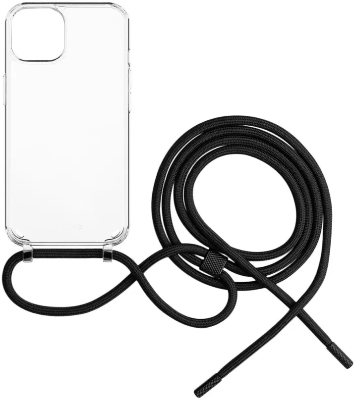 Kryt na mobil FIXED Pure Neck AntiUV s čiernou šnúrkou na krk pre Apple iPhone 14