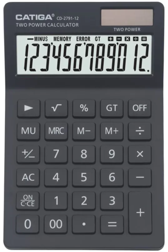 Kalkulačka Catiga CD-2791, stolné, batériové napájanie, 12miestny 1riadkový displej, odmoc