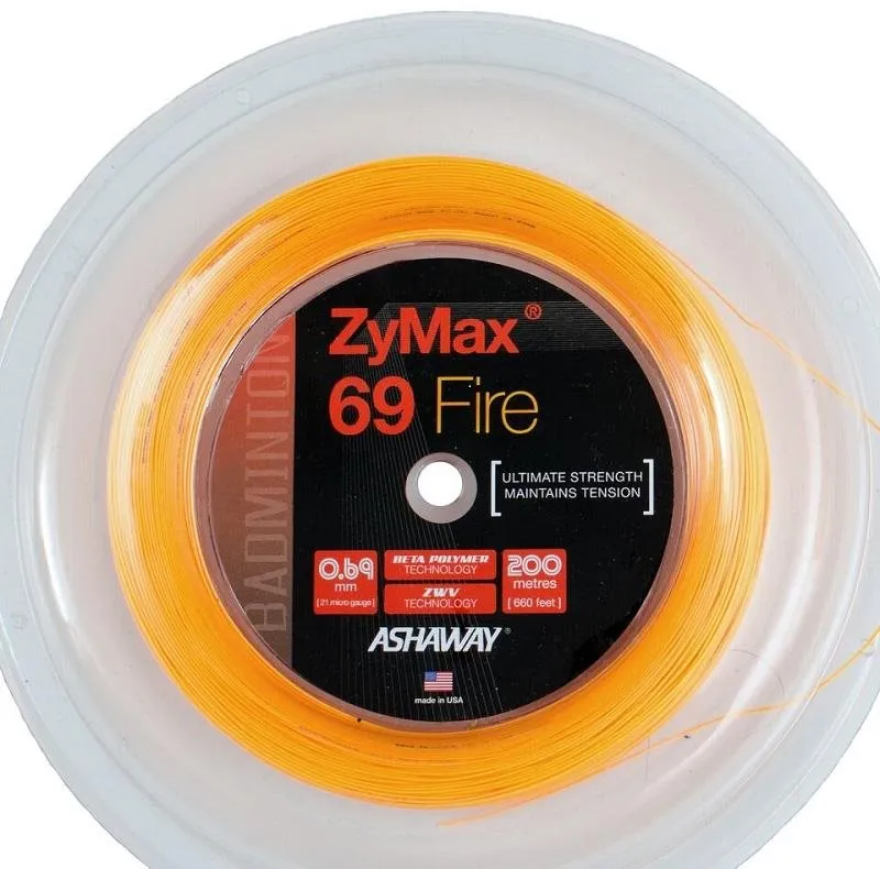Bedmintonový výplet Ashaway Zymax Fire Power 0,69 orange 200m