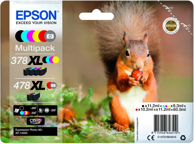 Cartridge Epson 378XL + 478XL Multipack, pre Expression Photo HD XP-15000, balenie 6-ti in