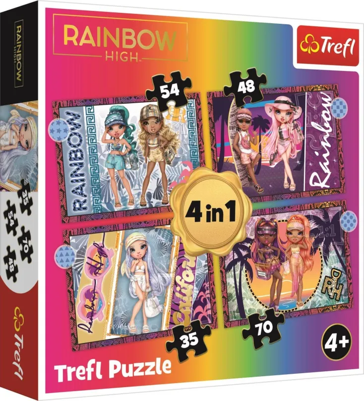 Puzzle Trefl Puzzle Rainbow High: Módne bábiky 4v1 (35,48,54,70 dielikov)