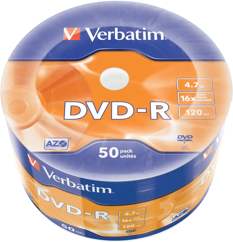 Médiá VERBATIM DVD-R AZO 4,7 GB, 16x, wrap 50 ks