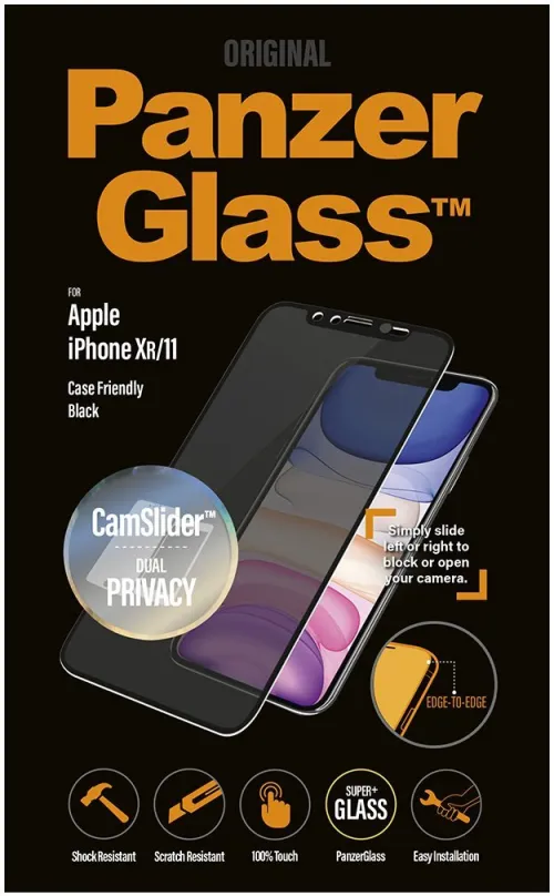 Ochranné sklo PanzerGlass Edge-to-Edge Privacy pre Apple iPhone XR / 11 čierne s CamSlider