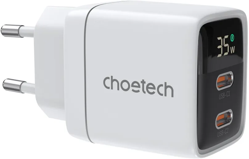 Nabíjačka do siete ChoeTech PD35W Dual Type-C GAN PD35W Wall Charger, white