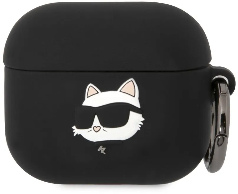 Puzdro na slúchadlá Karl Lagerfeld 3D Logo NFT Choupette Head Silikónové Puzdro pre Airpods 3 Black