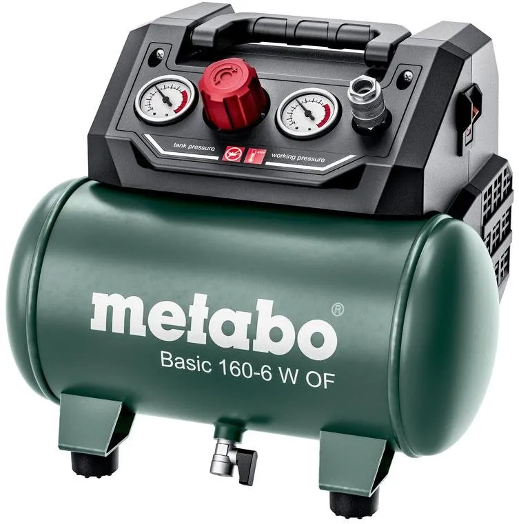 Kompresor Metabo Basic 160-6 W OF, bezolejový, príkon 900 W, prietok 65 l/min, nádrž 6 l,