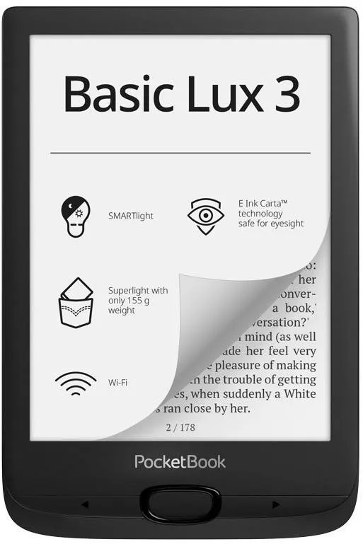 Elektronická čítačka kníh PocketBook 617 Basic Lux 3 Ink Black, čierny