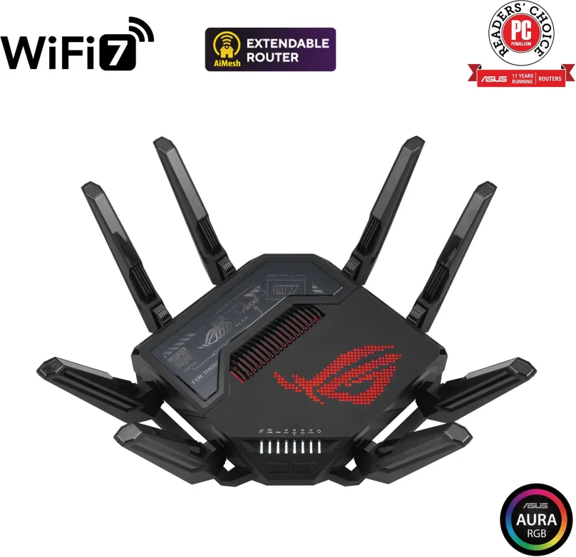 Router WiFi ASUS ROG Rapture GT-BE98, WiFi 7, 802.11/n/ac/ax až 2000000 Mb/s, quad-band