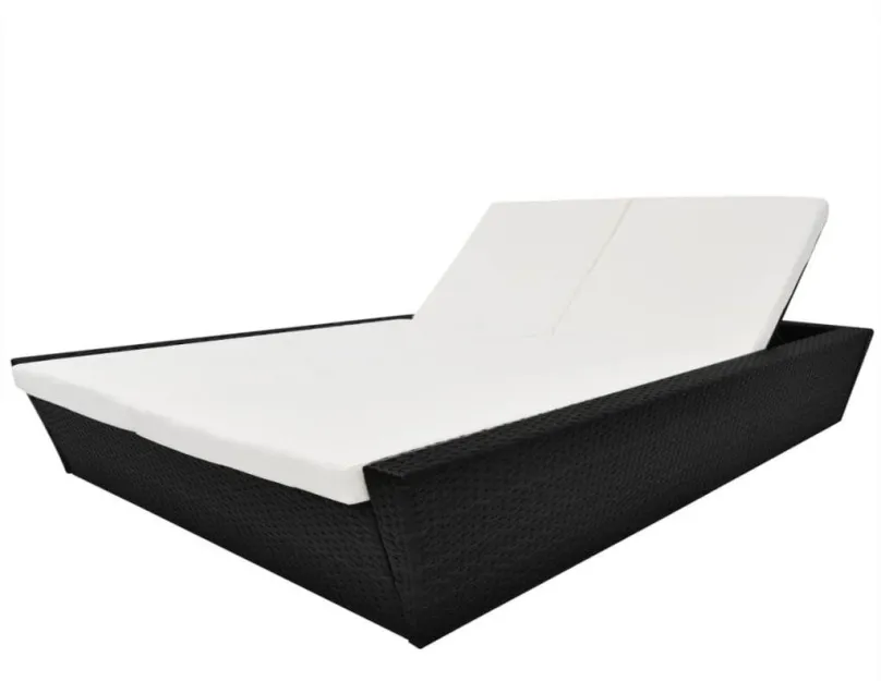 Záhradná posteľ Záhradná posteľ s poduškou polyratan čierna