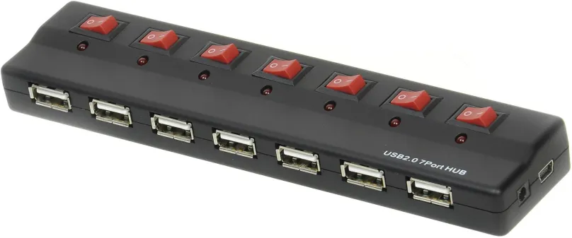 USB Hub PremiumCord 7-portový, , pripojenie pomocou USB-A USB 2,0, ďalšie konektory: