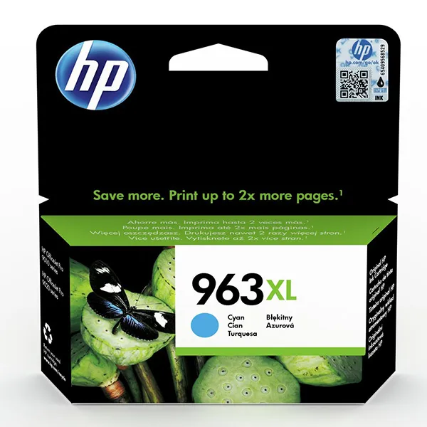 HP originálny ink 3JA27AE#301, HP 963XL, cyan, blister, 1600str., 22.92ml, vysoká kapacita, HP Officejet Pro 9012, 9014, 9015, 9016,