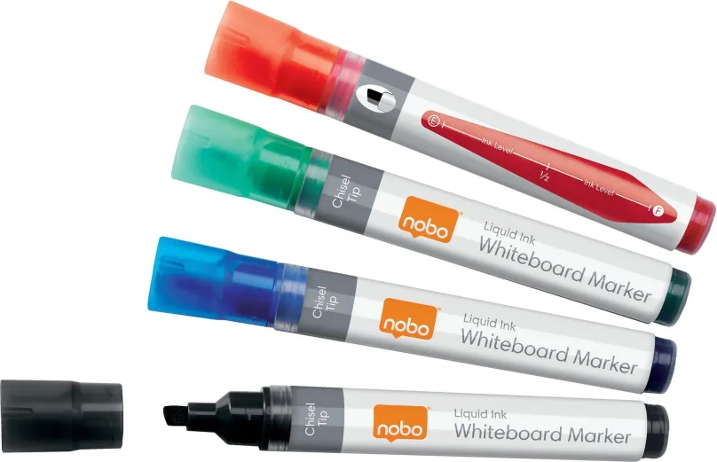 Popisovač NOBO Liquid Ink Whiteboard Pens Chisel Tip, mix farieb - balenie 10 ks