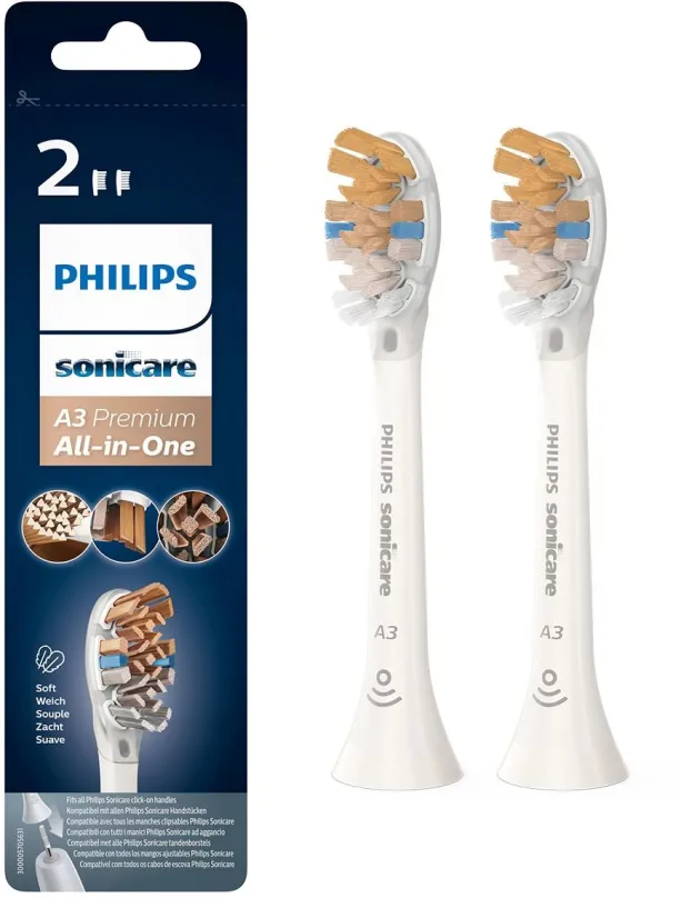 Náhradná hlavica k zubnej kefke Philips Sonicare Premium All-in-One HX9092/10, 2 ks
