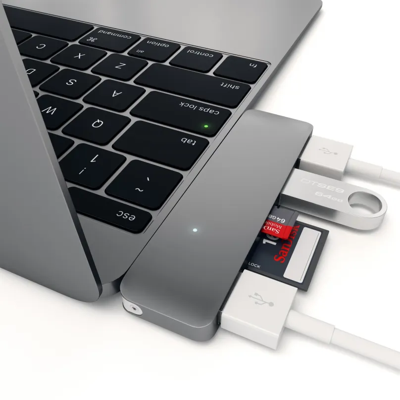 Replikátor portov Satechi Aluminium Type-C USB COMBO Hub (3x USB 3.0, MicroSD) - Space Grey