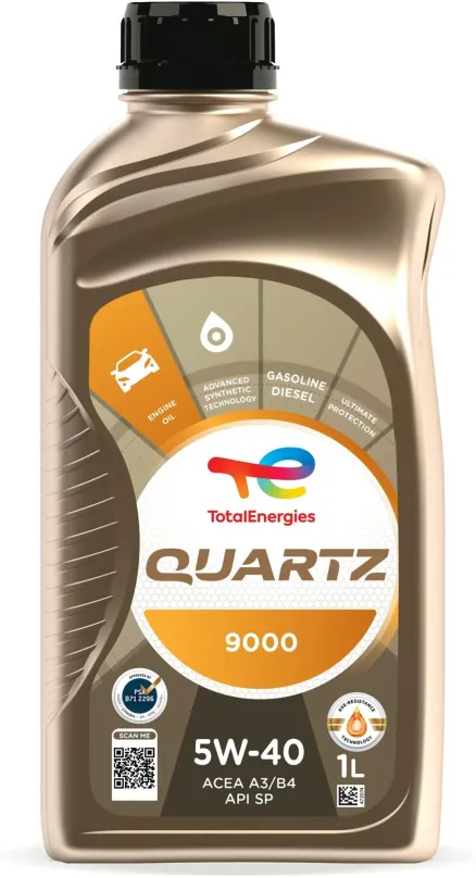 Motorový olej TOTAL QUARTZ 9000 5W40 - 1l