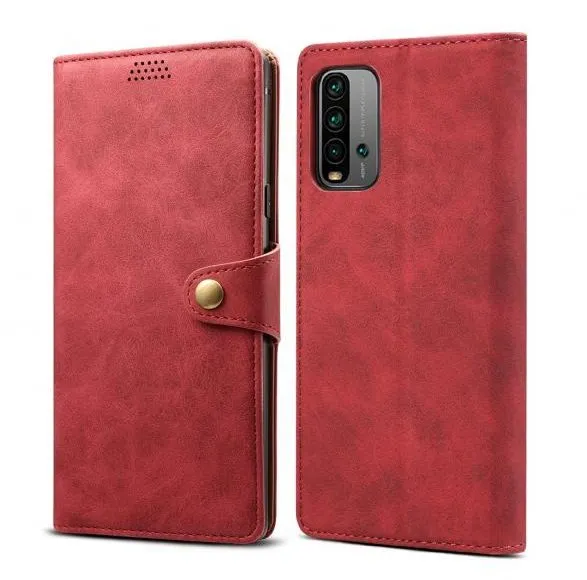 Puzdro na mobil Lenuo Leather pre Xiaomi Redmi 9T, červené